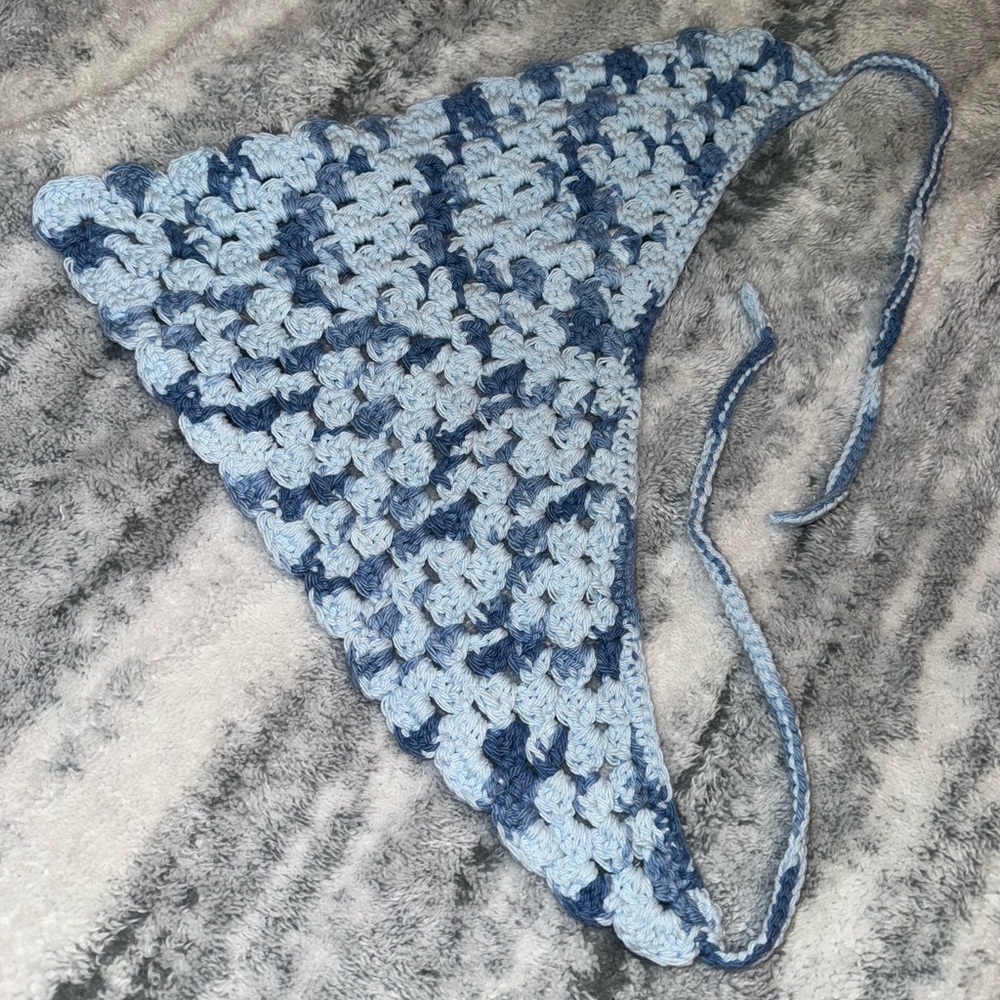 Blue Crochet head Scarf